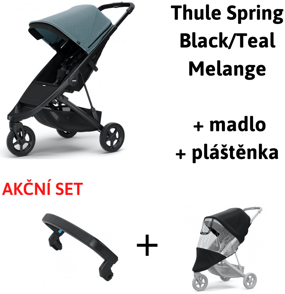 Thule Spring Black / Teal Melange 2021 + madlo + pláštenka