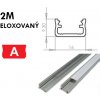 Hliníkový profil pre LED pásiky A Povrchový 2m ELOXOVANÝ