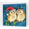 Vymalujsisam.sk Maľovanie podľa čísiel - Vianočné sovy Veľkosť: 50x50cm, Rám: Na kartónovej doske