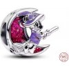 Charm Sterlingové stříbro 925 Měsíc s čarodějnicí – kouzelný amulet, korálek na náramek Halloween