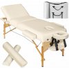 tectake 404943 masážne lehátko somwang drevené, s polstrovaním 7,5 cm a kolieskami - 3 zóny - béžová