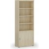 Kombinovaná kancelárska skriňa PRIMO WOOD, zasúvacie dvere na 2 poschodia, 800 x 420 x 2128 mm, dub prírodný