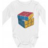 Rubikova kocka kreslená - Body dojčenské s dlhým rukávom - Dlhý r. 3-6 mes ( Biela )