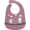 Canpol Babies podbradník silikónový s vreckom Bonjour Paris, ružový