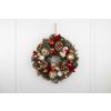 Veniec MagicHome Vianoce, závesný, prírodný, s čečinou a muchotrávkami, 30 cm