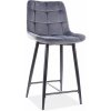 Signal Zamatová barová stolička CHIC 90 cm sivá