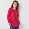 Blancheporte Voľný pulóver s okrúhlym výstrihom malinová
