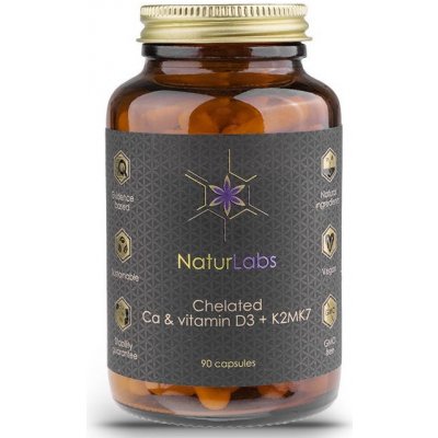 NaturLabs Vápnik chelátový a vitamín D3 + K2 90 kapsúl