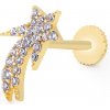 Lillian Vassago Zlatý piercing labreta hviezda so zirkónmi LLV92-GPI121LB