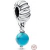 Charm Sterlingové stříbro 925 Mini medailon Tyrkysově zbarvený visací, přívěsek na náramek symbol