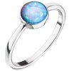 Strieborný prsteň so syntetickým opálom svetlo modrý okrúhly 15001.3 58
