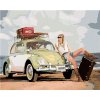 Zuty – Maľovanie Podľa Čísel – Zelené Auto Chrobák A Žena S Kufrom, 40 × 50 cm, Plátno 8596530098522