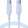 JOYROOM dátový a nabíjací kábel 100W USB-C / USB-C pre iPhone / iPad / MacBook / AirPods - 1,2 m - svetlomodrý - možnosť vrátiť tovar ZADARMO do 30tich dní