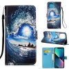 Peňaženkové 3D puzdro PAINTED na iPhone 14 – Vlny a slnko