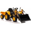 Detský elektrický traktor s nakladačom žltý