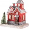 Vianočná dekorácia Červený domček s LED svetlom, 8 x 11,5 cm