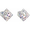 Strieborné náušnice pecka s kryštálmi Swarovski ab efekt kosoštvorec 31169.2