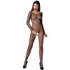 Passion Bs068 Bodystockings Čierna - Sieťovaný Erotický Overál