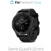 FixPremium - Kožený Remienok pre Garmin (QuickFit 22mm), čierna