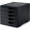 Triediaci box, 5 zásuviek, čierna/čierna