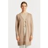 Gant sveter LINEN-BLEND LONG V-NECK CARDIGAN hnedá