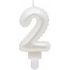 Tortové sviečky - Perleťová biela 2 (7cm)
