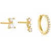 Olivie Stříbrné náušnice 3ks GOLD 9385 Ag 925; ≤0,8 g.