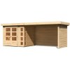 KARIBU KERKO 3 + prístavok 280 cm vrátane zadnej a bočnej steny (82938) 497 x 217 cm, natur LG2962