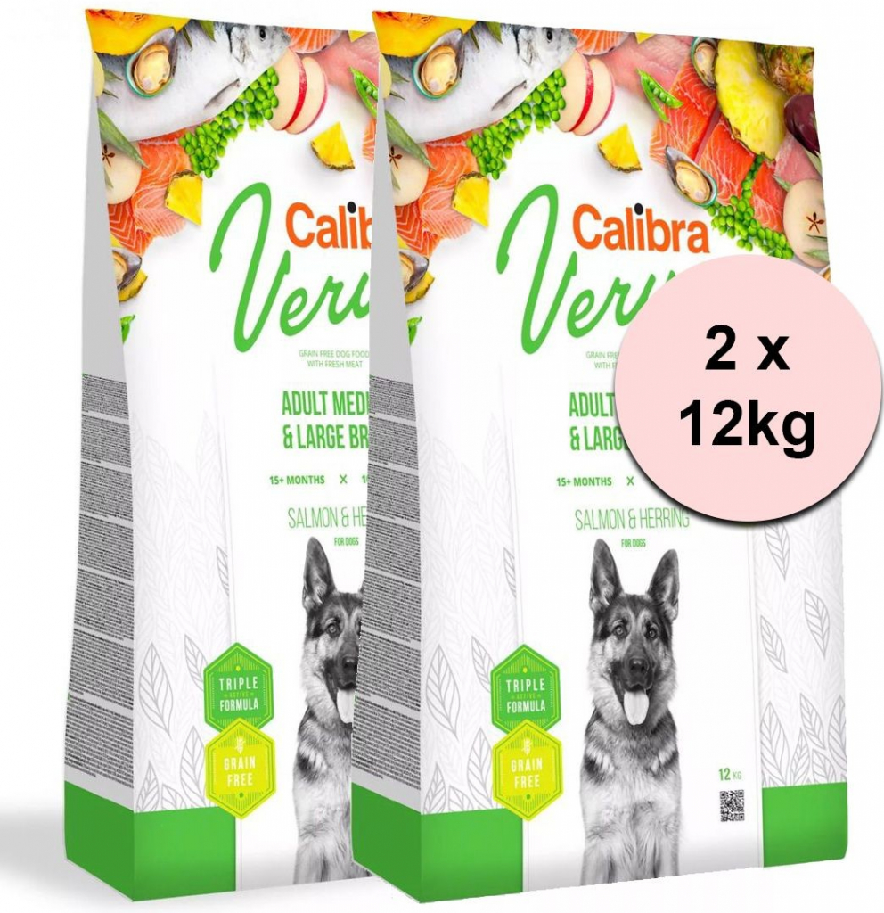 Calibra Dog Verve GF Adult M&L Salmon & Herring 2 x 12 kg