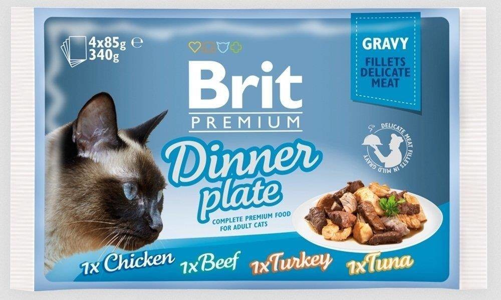 BRIT Premium Cat Delicate Fillets in Gravy Dinner Plate 4 x 85 g