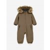 Detská teplá zimná kombinéza s umelou kožušinou Color Kids hnedá Fossil