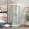 Mereo Sprchovací set: LIMA, štvrtkruh, 90 cm, biely ALU, sklo Point, vanička z liatého mramoru CK608B02KM