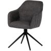 stolička jedálenská a konferenčná, tmavo šedá látka, černé kovové nohy, otočná P90°+ L 90° s vratným mechanismem - funkce rese
