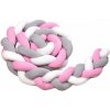 T-tomi Pletený mantinel 180 cm White + Grey + Pink
