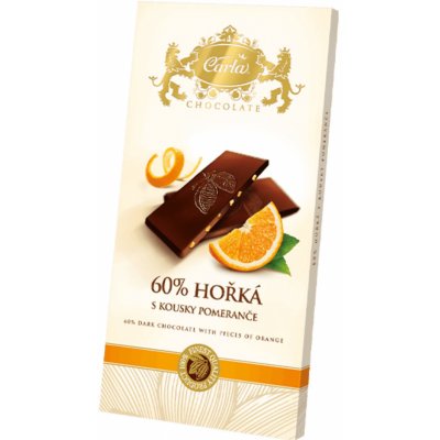 Carla Horká čokoláda 60% s kúskami pomarančov 80 g