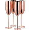 Oak & Steel Sada 4 nerezových pohárov na šampanské – elegantný ružovo-zlatý lesk 280 ml