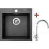 Granitový drez s batériou VIVA 455 460 x 455 mm čierny metalický G274 + drezová batéria Vitalia