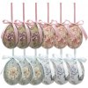 Clayre & Eef 9ks dekorácia závesné vajíčko s kvetmi Spring Egg - Ø 5*7cm