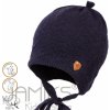 Jamiks tmavomodrá detská čiapka s viazaním Aron