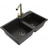 MEXEN/S MEXEN/S - Tomas granitový drez 2-bowl vrátane batérie Duero, čierna/zlatá metalik 6516-75-671600-50-B