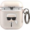 Karl Lagerfeld pouzdro Karl Lagerfeld KLA2UKHGD Apple AirPods kryt zlato/zlatý Glitter Karl`s Head