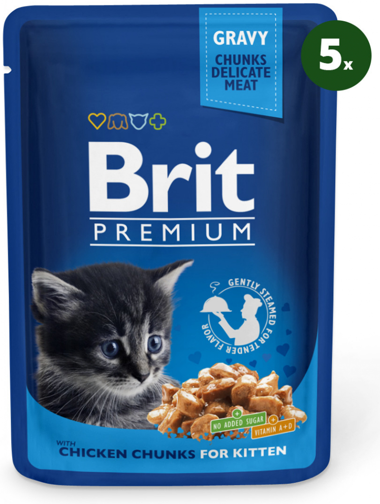 Brit Premium Cat Chicken Chunks for Kitten 5 x 100 g