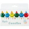Fun Party 602982 Sada tortových sviečok v tvare smajlíkov farebné, 6ks