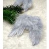 Vianočná ozdoba šedé anjelské krídla 17 cm