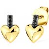 Náušnice srdcia SAVICKI: zlaté, čierne diamanty - SAVE68027 Y SCD