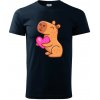 Zamilovaná kapybara - Klasické pánske tričko vyššej gramáže - XL ( Tmavomodrá (veľmi tmavá - skoro čierna) )