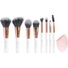Brushworks Exclusive Makeup Brush and Sponge Set štetec na púder 1 ks + kontúrovací štetec 1 ks + štetec na rozjasňovač 1 ks + štetec na make-up 1 ks + šikmý štetec na očné tiene 1 ks + štetec na očné
