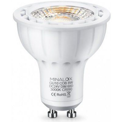 Minalox Stmívatelná LED žárovka GU10 8W 24V 60° 2700K MNLXLBGU10/8W/24/60/2700