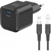 Swissten sieťový adaptér gan 1x usb-c 35w power delivery čierny + dátový kábel usb-c/lightning 1,2 m - čierny