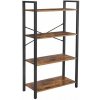 Rustikálny regál 4 police, čierna / hnedá, 66x30x120 cm